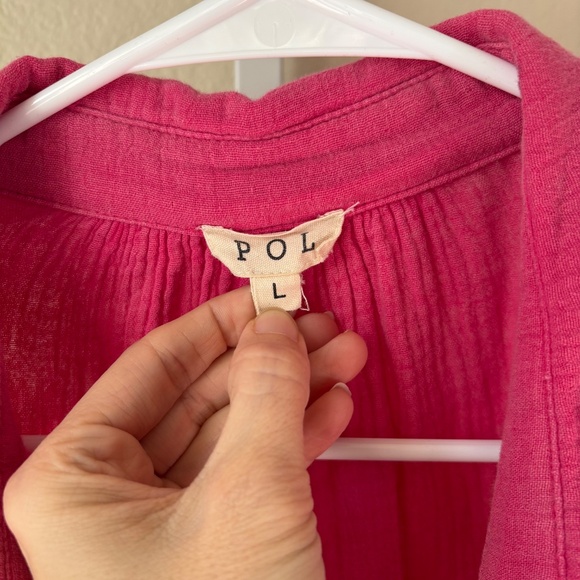 POL Pink Patchwork Gauze Button Up Women's - Picture 3 of 6